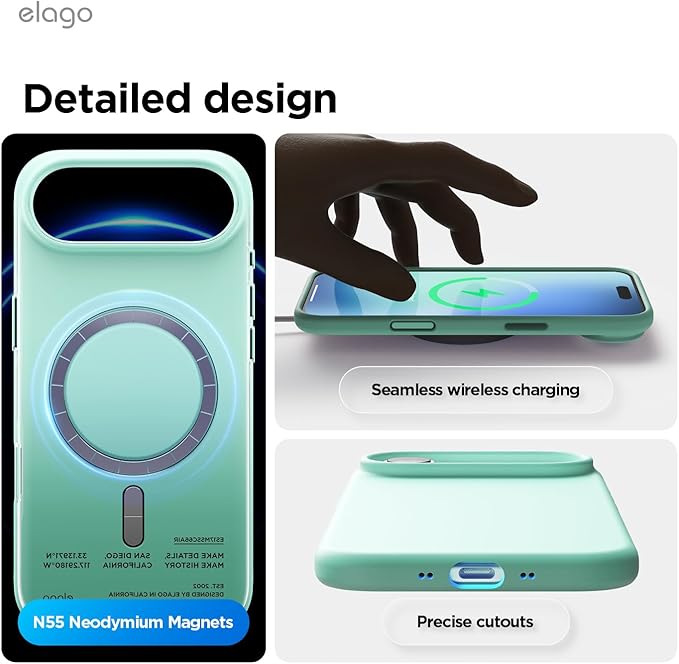 elago for iPhone Air Case, Premium Magnetic Silicone Case, Compatible with MagSafe, Liquid Silicone Material, Protective Cover, Shockproof, Slim Phone, 6.5 inch (Aqua Sky)