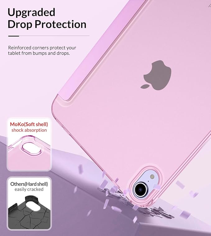 MoKo Case Fit New iPad mini 7 (A17 Pro) 2024, iPad mini 6th Generation Case 2021 (8.3-inch), iPad mini 6 Case, Soft TPU Translucent Frosted Back Cover Case for iPad mini 7th, Nosegay Pink