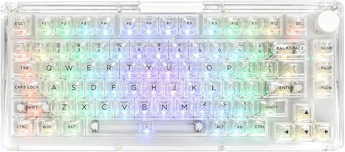 KiiBoom Phantom 81 75% Transparent Mechanical Gaming Keyboard, Hot Swappable Custom Gasket Keyboard with RGB Backlit, Clear Keycap, Rechargeable Battery, Triple Mode for Win/Mac (Phantom 81 V3 Clear)