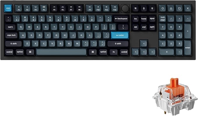 Keychron Q6 Pro Full Aluminum QMK/VIA Programmable Knob Bluetooth Custom Mechanical Keyboard, Full-Size KSA Double-Shot PBT Keycap Hot-Swappable K Pro Silent Red Switch for Mac Windows Linux - Black