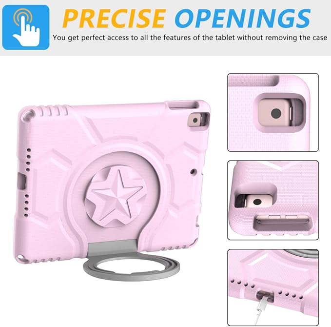 Kids Case for iPad (A16) 11th Generation 11 Inch 2025 & iPad 10th Generation 10.9 Inch 2022, Lightweight Shockproof Kids-Friendly Case Built-in Screen Protector with Handle Stand, Light Pink