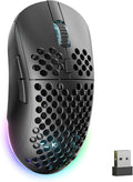 TMKB Wireless Gaming Mouse, 24000DPI Optical Sensor, 180Hrs Battery, Lightweight, 6 Programmable Buttons, RGB Strip, 2.4G/BT5.2/USB-C Wired for PC/Mac/Laptop - Matte Black