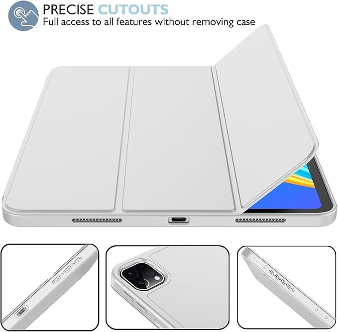 iMieet Case for iPad Pro 11 Inch (M5) 2025 /(M4) 2024 5th Gen, Trifold Stand Smart Cover with Pencil Holder and Soft TPU Back, Auto Wake/Sleep (Light Gray)