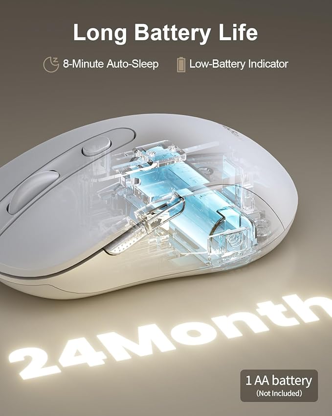 wegear USB Wireless Mouse for Laptop PC Mac, 2.4GHz Cordless Mouse with 6 Buttons, 5-Level Adjustable 4000 DPI, Ergonomic Portable Optical Computer Mice, 24-Month Battery Life -White