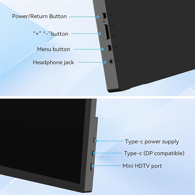 17.3" Large Portable Monitor,IPS Gaming Monitor Laptop Monitor with Built-in Kickstand HDMI USB C External Screen for PC Mac Phone Xbox PS5 - A1M（17.3"）