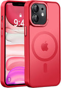 Newfuture Designed for iPhone 11 Case with Strong Magnetic [13 FT Military Drop Protection] [Compatible with Magsafe] Slim Translucent Matte Shockproof with Anti-Fingerprint Phone Case, Red