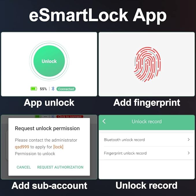 Fingerprint Padlock eLinkSmart Gym Locker Lock for Boys with Phone App iOS Watch Metal Keyless Combination Locks for School Sports Locker Toolbox Hasp Storage Obsidian Black