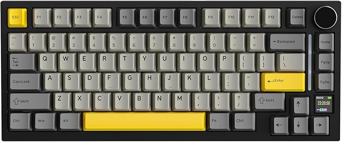 ATTACK SHARK X820 Ultra 75% Wireless Gaming Mechanical Keyboard Hot-Swappable Gasket Mount RGB Backlit BT/2.4G/Wired Custom Keyboard with Smart TFT Display&Knob QMK Driver-Star Black&Shark Switch