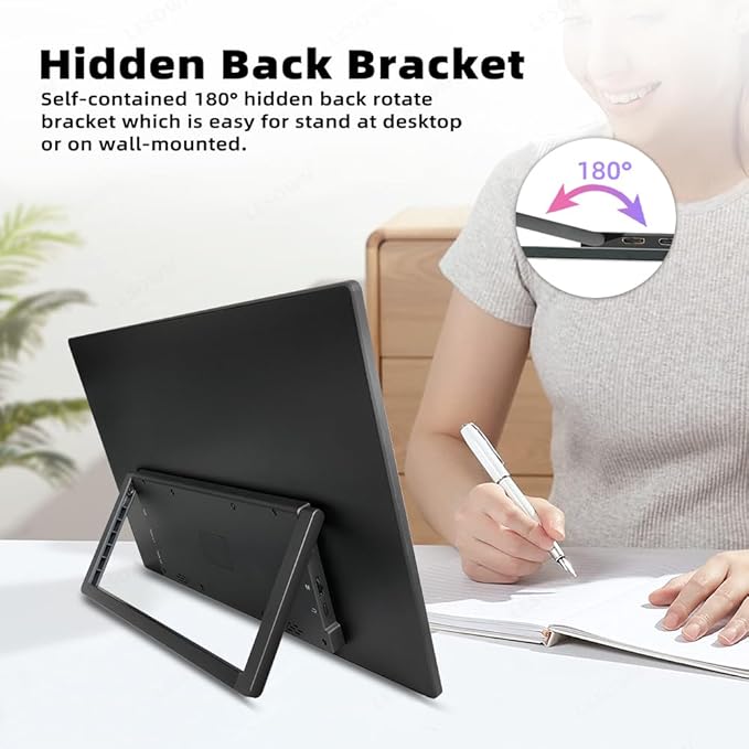 14 inch 4K Ultra-Slim Portable Monitor 3840x2160 UHD Wide Screen USB-C HDMI VESA HDR IPS External Display Plug&Play for Laptop PC Phone (14inch 4K No Touch)