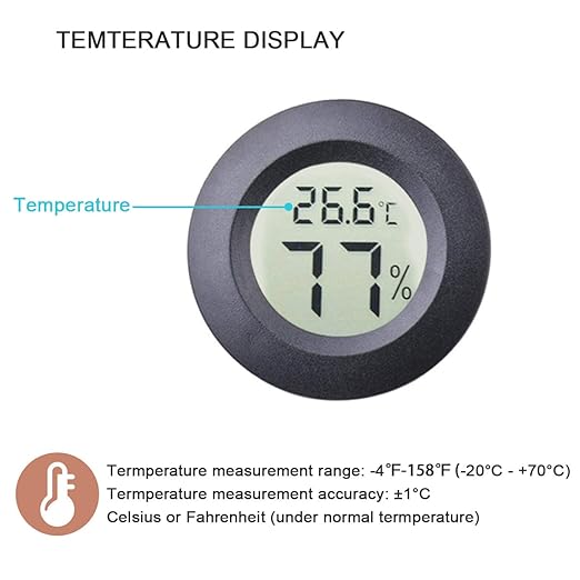 3pcs Mini Hygrometer Thermometer Indoor Outdoor Round Humidity Meter Temperature Gauge Humidity Sensor Fahrenheit Switchable Celsius Monitor for Reptile Jars 3D Printer