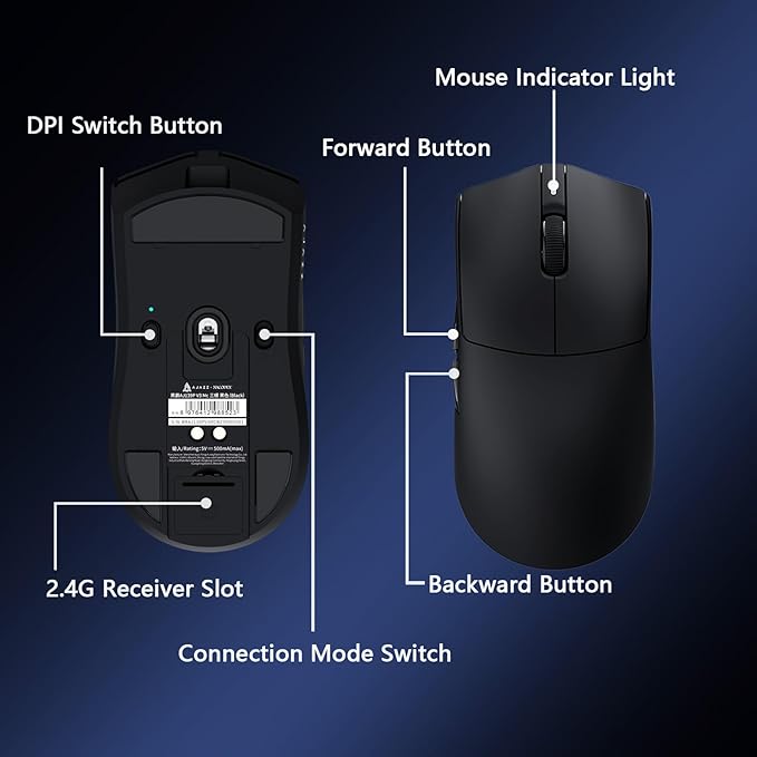 AJ139P V3 MC Wireless Gaming Mouse 2.4G Wired/Bluetooth | RGB Magnetic Charging Dock | Lightweight Design | 24K DPI | 800mAh Battery | PAW3311 Sensor | 5 Programmable Buttons, Compatible with PC/Mac