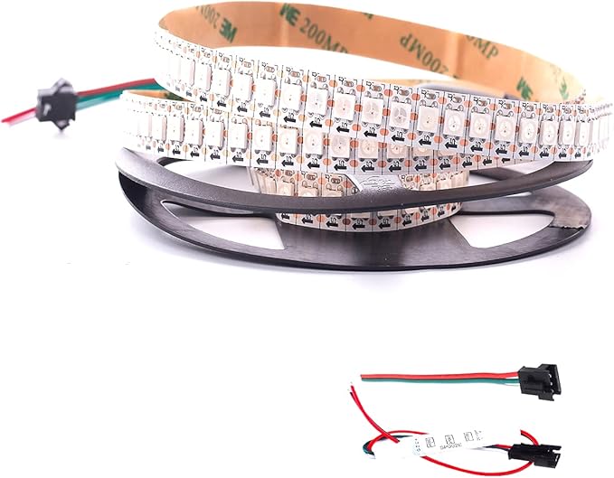 WS2812B LED Strip Individual Addressable Light 144Pixels/m SMD 5050 RGB WS2812B Pixel Strip DC5V (3.2FT 144LEDS Non-Waterproof, White PCB)