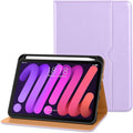 DTTO for iPad mini 7th (A17 Pro) 2024/iPad Mini 6th Generation Case 2021 8.3 Inch, Premium Leather Business Folio Stand Cover for Mini 7/6 with Pencil Holder-Multiple Viewing Angles, Lavender