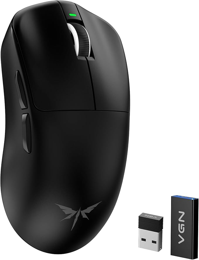 VGN Dragonfly F1 MOBA Wireless Gaming Mouse, 55g Ultralight, PAW3395 26K DPI Optical Sensor, Optimized Tactile Click Feel, Anti-Slip Silver Coating Grip, 4000Hz Polling Supported, Esports Mouse, Black