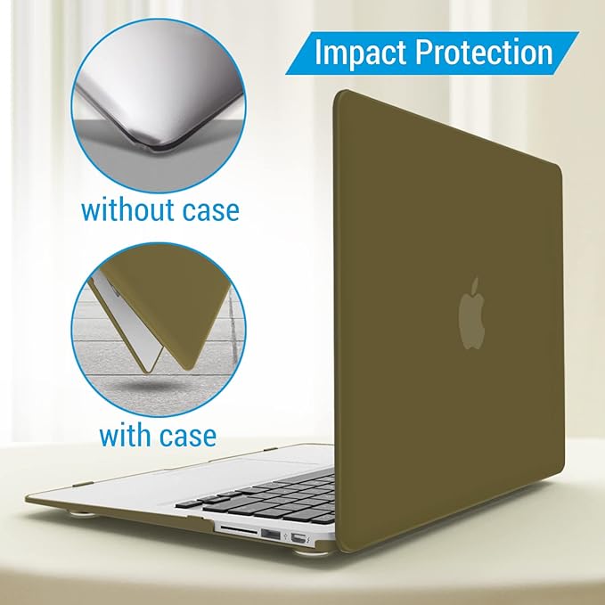 IBENZER Compatible with Old Version MacBook Air 13 Inch Case (2010-2017 Release). Models: A1466 / A1369, Plastic Hard Shell Case with Keyboard Cover for Mac Air 13, Olive Green, A13OLGN+1