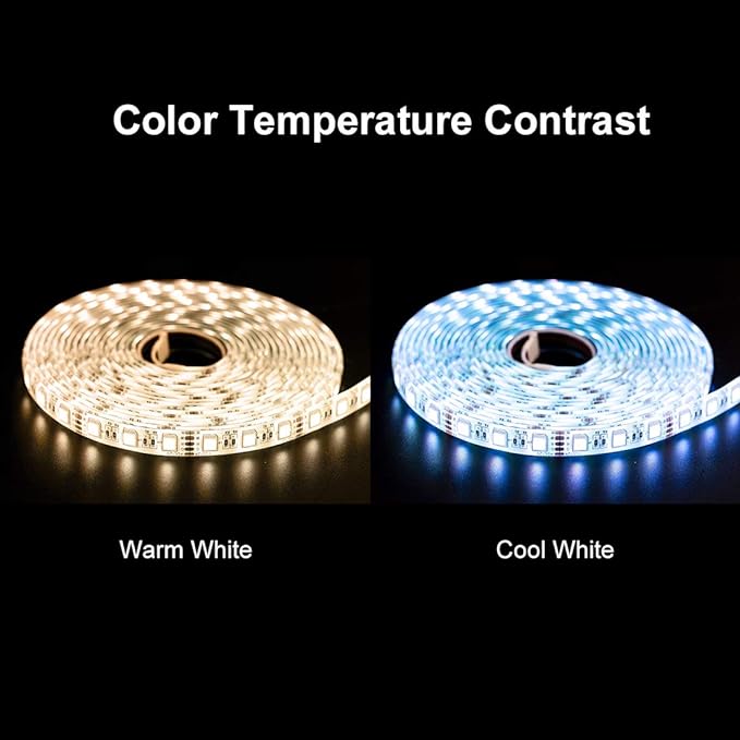 BTF-LIGHTING RGBW LED Strip Lights,UL Listed,5050 4 Colors in 1 RGB + 6000K-7000K Cool White,12V DC,16.4ft/5m 60LEDs/m 12mm White PCB, IP65 Waterproof for Home Decoration(No Adapter or Controller)