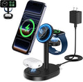 Hevanto 2026 3 in 1 Wireless Charging Station for Apple MagSafe Charger, 15W Fast Magnetic Mag-Safe Charger Stand for iPhone 17 16 15 14 13 12 17e Apple Watch AirPods Series, Gifts for Men