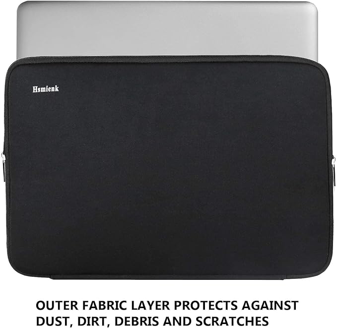 Hsmienk Laptop Sleeve Case 17 Inch, Durable Shockproof Protective Computer Cover Flip Case Briefcase Carrying Bag Compatible with 17-17.3 Inch Laptop, Computer, Notebook, Black