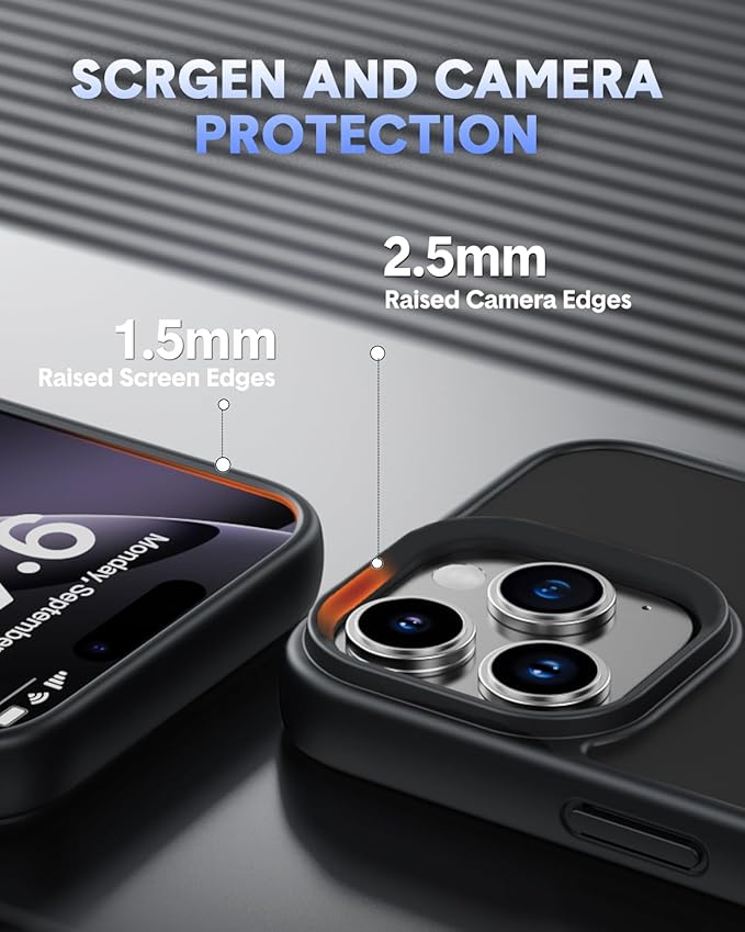 for iPhone 16 Case,Compatible with MagSafe, Includes Tempered Glass Screen & Lens Protectors, Translucent Matte Anti-Fingerprint, Slim Full-Body Military Grade Shockproof case