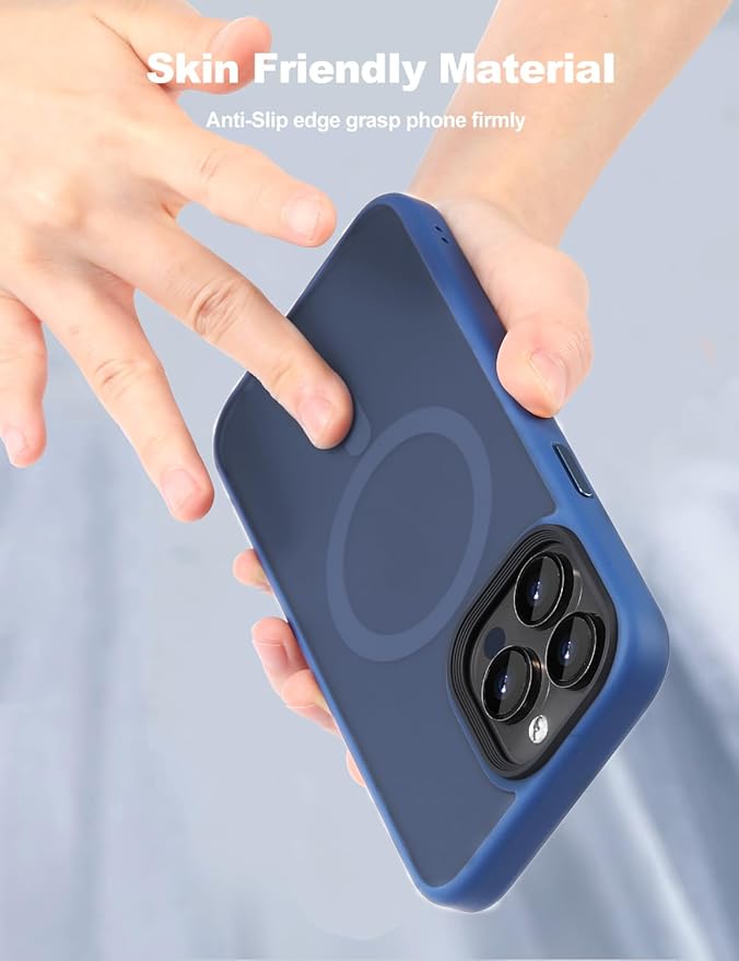 Tigowos for iPhone 15 Pro Max case Fits MagSafe 10FT Drop Resistant Matte Skin Feeling Shockproof Back Cover Fits iPhone 15 Pro Max Phone Cases, Matte Blue