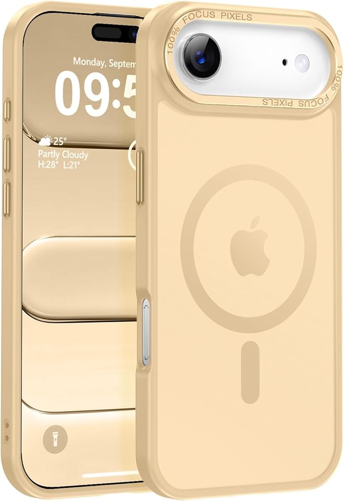 Newfuture Magnetic for iPhone Air Case [Compatible with Magsafe] [Military Grade Drop Protection] Translucent Matte Anti-Scratch Shockproof Protective Phone Cover 6.5 Inch, Creamy Yellow