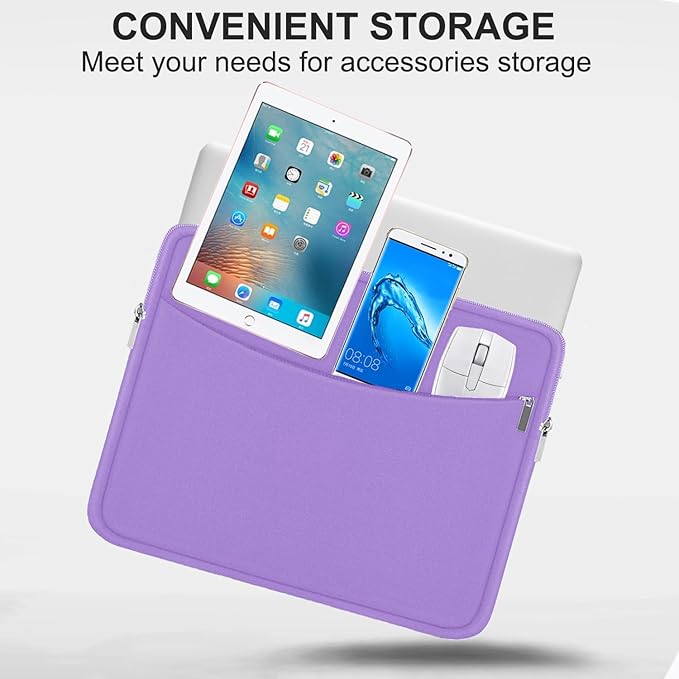 Laptop Sleeve 15.6 inch, Shockproof Protective Laptop Cover Briefcase Carrying Computer Bag with Accessory Pocket, Portable Computer Case Compatible with MacBook, HP, Dell, Lenovo, Asus, Purple