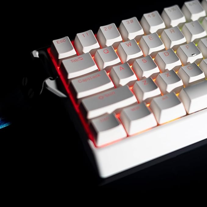 GK GAMAKAY x NaughShark NS68 Rapid Trigger Wired Gaming Keyboard, 65% Hall Effect Mechanical Keyboard, 8KHz Polling Rate 0.01mm RT, Snap Tap, Outemu Peach Crystal Magnetic Switch (White-Shine Through)