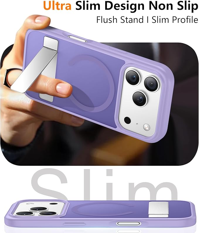 SPIDERCASE Magnetic for iPhone 17 Pro Max Case,with [3 Stand Ways] [Military Grade Drop Protection] with Invisible Stand Shockproof Slim Case for iPhone 17 Pro Max 6.9",Light Purple