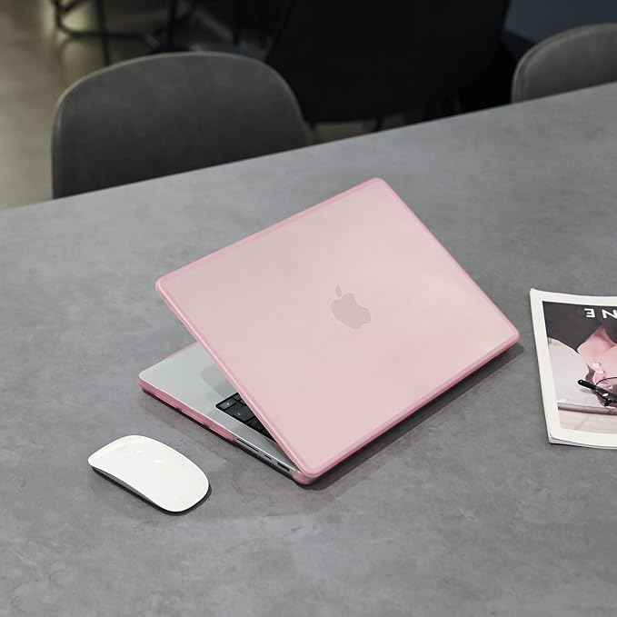 BlueSwan Anti-Cracking Hard Shell Case Compatible with MacBook Pro 14-inch M5 2026 2025-2021 Release M4 M3 M2 M1 Pro/Max Chip, Anti-Fingerprint Soft TPU Bumper, Frosted Pink