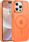 Newfuture Magnetic for iPhone 15 Pro Case [Compatible with Magsafe] [Military Grade Drop Protection] Translucent Matte Anti-Fingerprint Shockproof Phone Case for iPhone 15 Pro 6.1 inch, Orange