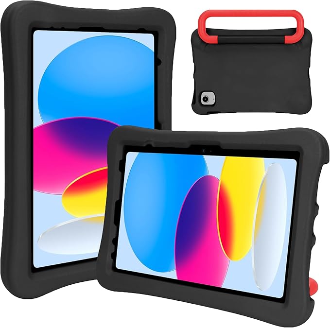 Case for iPad Air 11-inch M3 (2025) / M2 (2024), iPad Air 5th (2022) / 4th Generation (2020) 10.9 Inch, Fully-Body Rugged Heavy Duty Shockproof Case with Kickstand for Kids (Black)