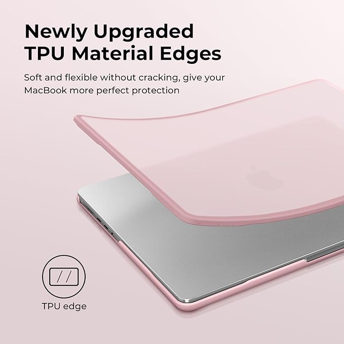 BlueSwan Anti-Cracking Hard Shell Case Compatible with MacBook Pro 14-inch M5 2026 2025-2021 Release M4 M3 M2 M1 Pro/Max Chip, Anti-Fingerprint Soft TPU Bumper, Frosted Pink