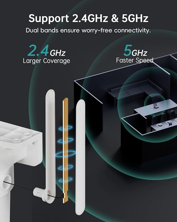 ZUMIMALL 2K Wired Camera for Home Security, 2.4G/5G WiFi Outdoor Camera, 3MP, 24/7 Recording, AI Motion Detection, Cloud & SD Card Storage, 2-Way Audio, 360° PTZ Auto Tracking, Work with Alexa