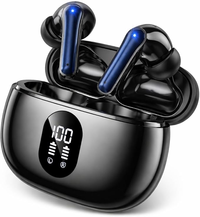 ZZU Wireless Earbuds, 2025 Ear Buds with Big Bass Stereo Sound, Lightweight Bluetooth Earbuds with 48 Hours Playtime, in-Ear Fit Earphones, IPX7, Hands-Free Calls with AI for iPhone, Android, Pad