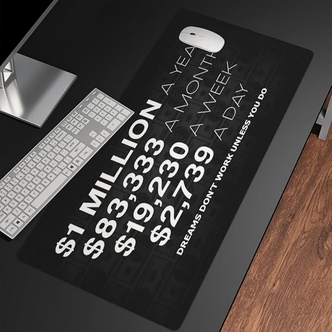 Office Inspirational Large Mouse Pad, Motivational Black Gaming Mousepad,Extended Desk Pad Mat Desk Pad, 3mm Thick Long Non-Slip Rubber Base Mice Pad Desk Matt for Desktop 31.5 X 15.7 Inch