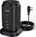 Ultra Slim Flat Plug Power Strip - 6.5ft Ultra Thin Extension Cord with 9 Outlets and 5 USB Ports (2 USB C), 1200J Surge Protector, 45° Angled Flat Plug, Dorm & Home Office Essentials