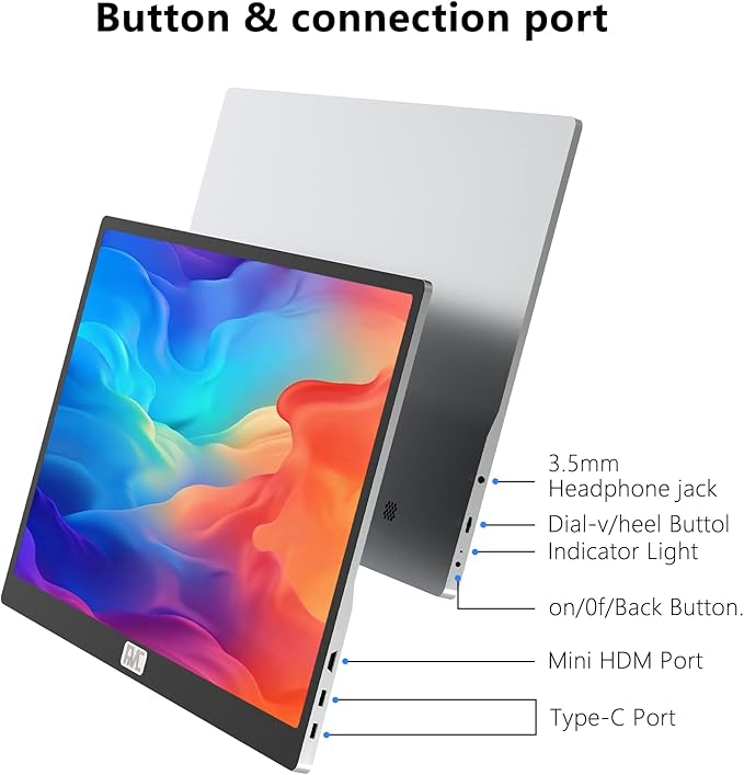 4K Portable Touchscreen Monitor,15.6" Touch Screen Monitor,IPS External,Touchscreen HDR HDMI USB-C Travel Monitor for Laptop MacBook Pc Surface PS5 Xbox (15.6")