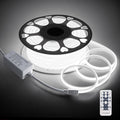 Aclorol 110V COB LED Strip Lights Outdoor Waterproof 100FT AC 120V LED Rope Light Dimmable COB Flexible Light High Density Uniform Light LED Strip Super White 6000K for Commercial Grade Building