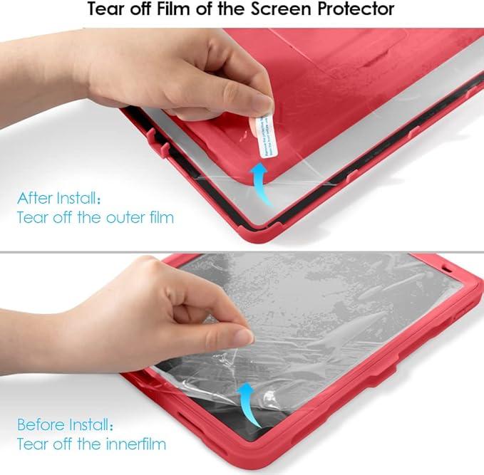 DTTO for iPad Pro 11 inch Case 2022(4th Gen)/2021(3rd Gen), [Screen Protector] Dual Layer Full Body Protection Cover with Pencil Holder, Also Fit iPad Pro 11'' 2020&2018/iPad Air 5/Air 4 - Red