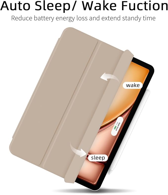 for iPad Air 13 inch M4/M3/M2 Case (2026/2025/2024,Model A3268/A3269/A3271), Auto Sleep/Wake and Magnetic Closure, Trifold Stand Case, PU Leather Cover, Support Apple Pencil Pro, Oat Coffee