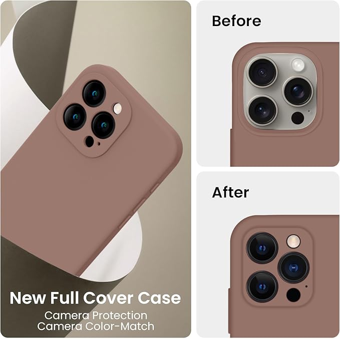 FireNova Designed for iPhone 16 Pro Case, Silicone Upgraded [Camera Protection] Phone Case, Soft Anti-Scratch Microfiber Lining Inside, 2024, Light Brown