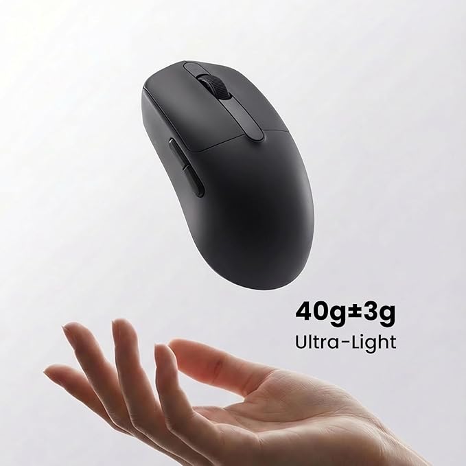 Akko Dash Max Wireless Gaming Mouse, 8K Polling Rate with PAW3395 Sensor, 26000 DPI, 40g Ultra Lightweight, Akko Custom Optical Switches, BT/2.4G/Wired Symmetrical Computer Mouse, Black