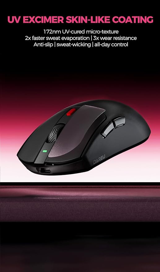 DAREU AE6 Pro Wireless Gaming Mouse, Custom PAW3950 30K Sensor, Wireless/Wired Dual 8K Polling,59g Lightweight, Display Charging Dock, Excimer Coating,3-Mode Connect, Programmable,166H Battery