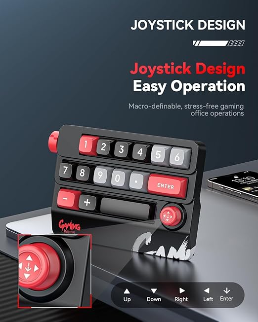 Numeric Mechanical Keyboard with Right Joystick, One Handed Keyboard Fully Programmable for Knobs and Keys, Rocker Knobs for OSU Keypad, Hotswap Keypad with RGB