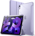 JETech Case ONLY for iPad Air 11-Inch M4/M3/M2 (2026/2025/2024), iPad Air 5/4 (2022/2020 5th/4th) with Pencil Holder, Clear Transparent Back Slim Stand Shockproof Tablet Cover (Purple)