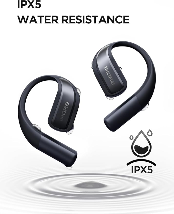1MORE S70 Open Ear Earbuds Wireless Bluetooth, 40H Battery IPX5 Waterproof, Comfortable Lightweight Headphones for Running Gym Sports, App Control, Clear Calls, Black