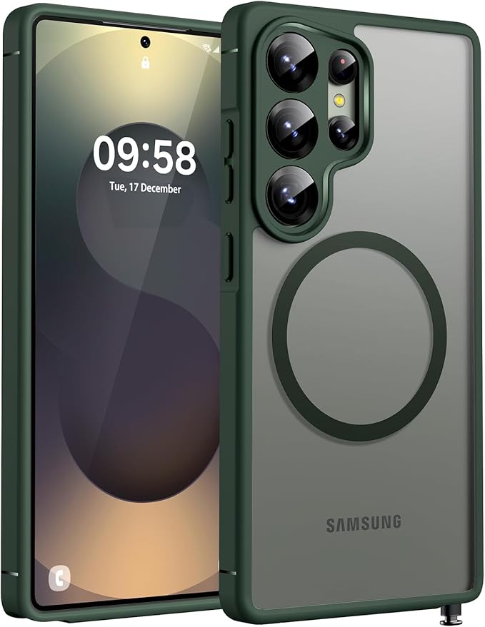 TOCOL Magnetic for Samsung Galaxy S25 Ultra Case, Upgraded Full Camera Protection, Compatible with Magsafe, Drop Protection Slime Clear Back Cover for Samsung Galaxy S25 Ultra 6.9-Inch (Alpine Green)