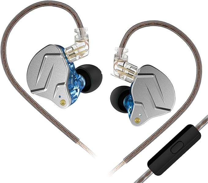 KZ ZSN Pro in Ear Monitor Headphones, 1BA 1DD Hybrid Driver Wired Gaming Earbuds, Deep Bass Sound Wired Ear Buds, HiFi IEM for Gaming Music Video Calling Singer Musician Drummer DJ (with mic, Blue)