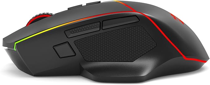 Redragon Axe M814 Programmable Wireless Gaming Mouse, with RGB Streaming Lights, 8 programmable Buttons, max 8000DPI,15G Acc,Multifunctional Software, Ergonomic Design
