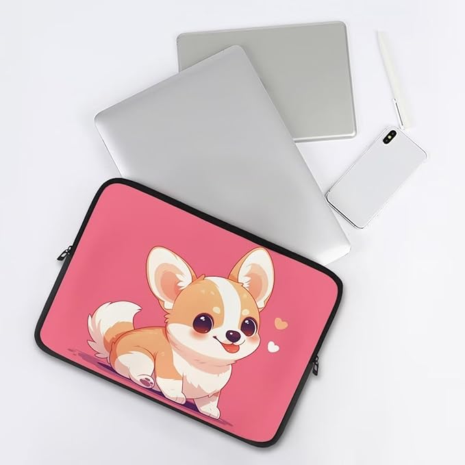Cute Corgi Laptop Sleeve for Women Girls 15 Inch Laptop Accessories with Versatile Uses Lap Top Case Portable Computer Sleeve Laptop Pouch Ideal Gifts for Holidays Pink